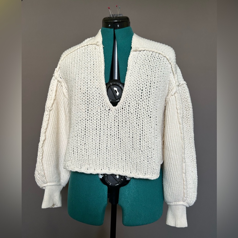 We The Free Cropped Sweater Cream XS baggy